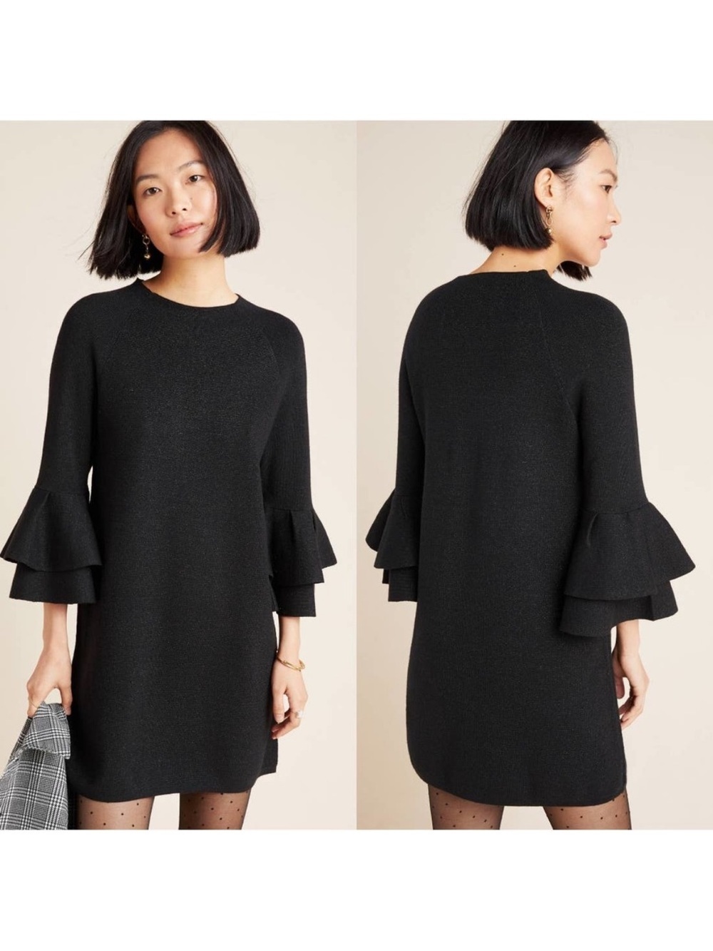 Anthropologie Black Claudette Sweater Dress Size Small